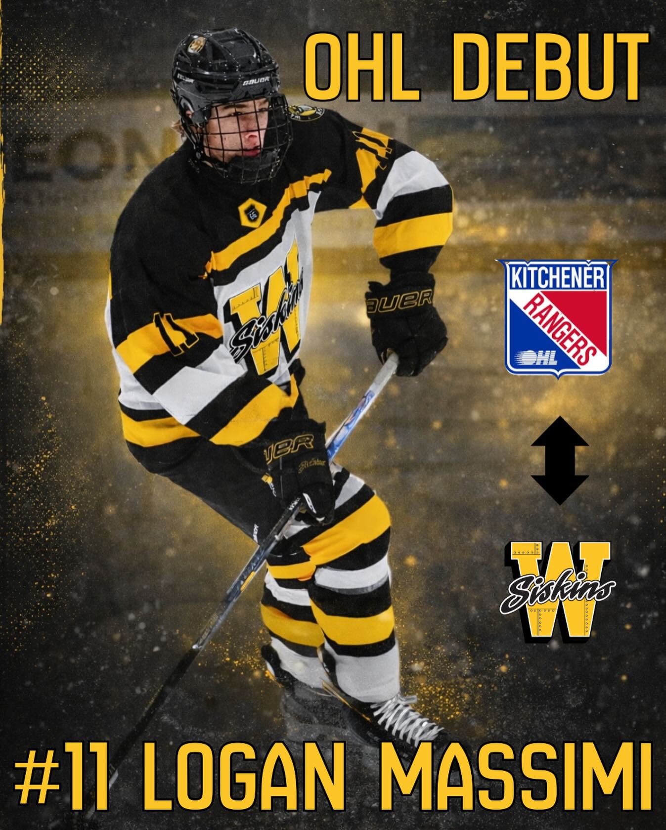 Logan Massimi makes his OHL debut tonight with the Kitchener Rangers as they take on the Owen Sound Attack.

Congratulations from the entire Waterloo Siskins organization #siskybuzz #kitchenerrangers #ohl #gohl