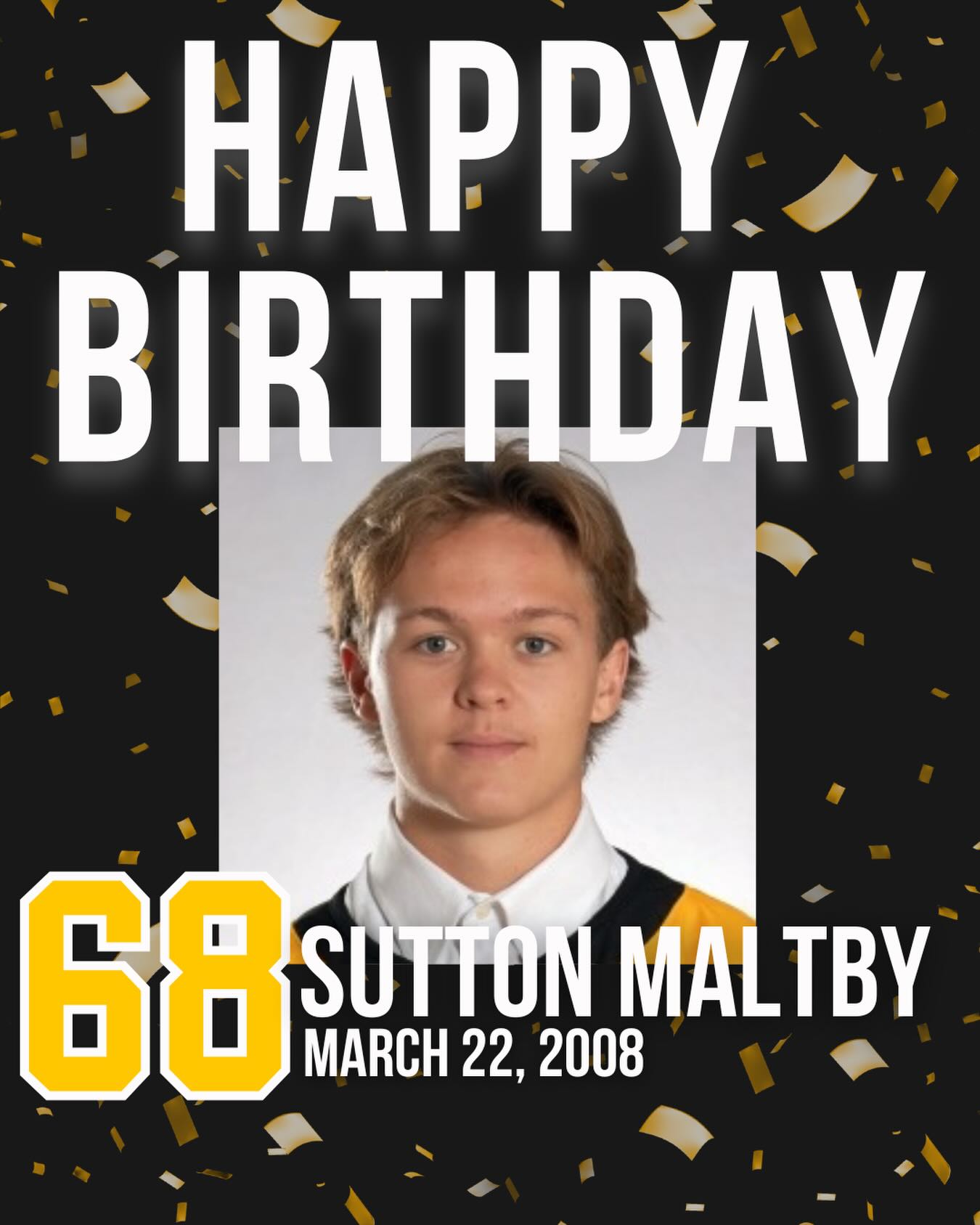 Happy Birthday to #68, Sutton Maltby!

A a dedicated player, and a hardworking guy on and off the ice. His work ethic, energy, and determination never go unnoticed.

Best wishes, Sutton! 🚨🥳