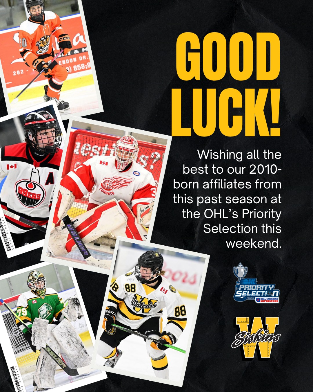 Good luck to our 2010-born affiliate players as the OHL Priority Selection kicks off tonight and runs through the weekend! 🌪️

You’ve put in the work all season, and the entire Siskins family is cheering you on as you take this next massive step in your hockey journeys. Go make some noise!

Give them a follow and show your support:
👉 @mitchell_nouwens
👉 @wyatt_clug
👉 @n_fernandes79

#SiskyBuzz #OnceASiskin #GOHL #OHL #YouGotThis