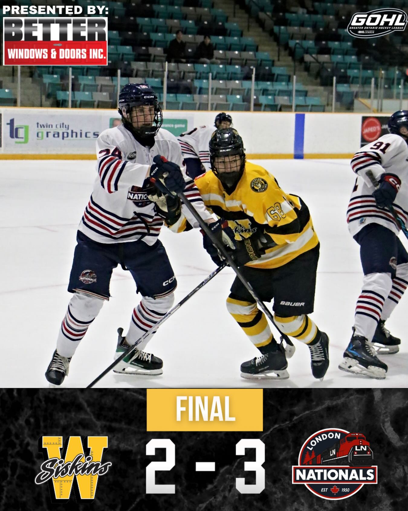 Final Score. 🏒🖤💛

Brought to you by Better Windows and Doors Inc.
@betterwindowsanddoors 

Photography by @steforsiniphotography