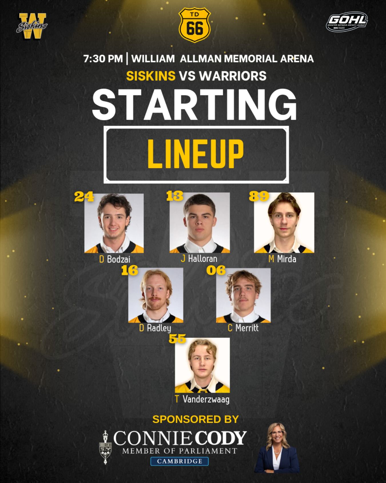 Tonight’s Starting Lineup. 🔥💛