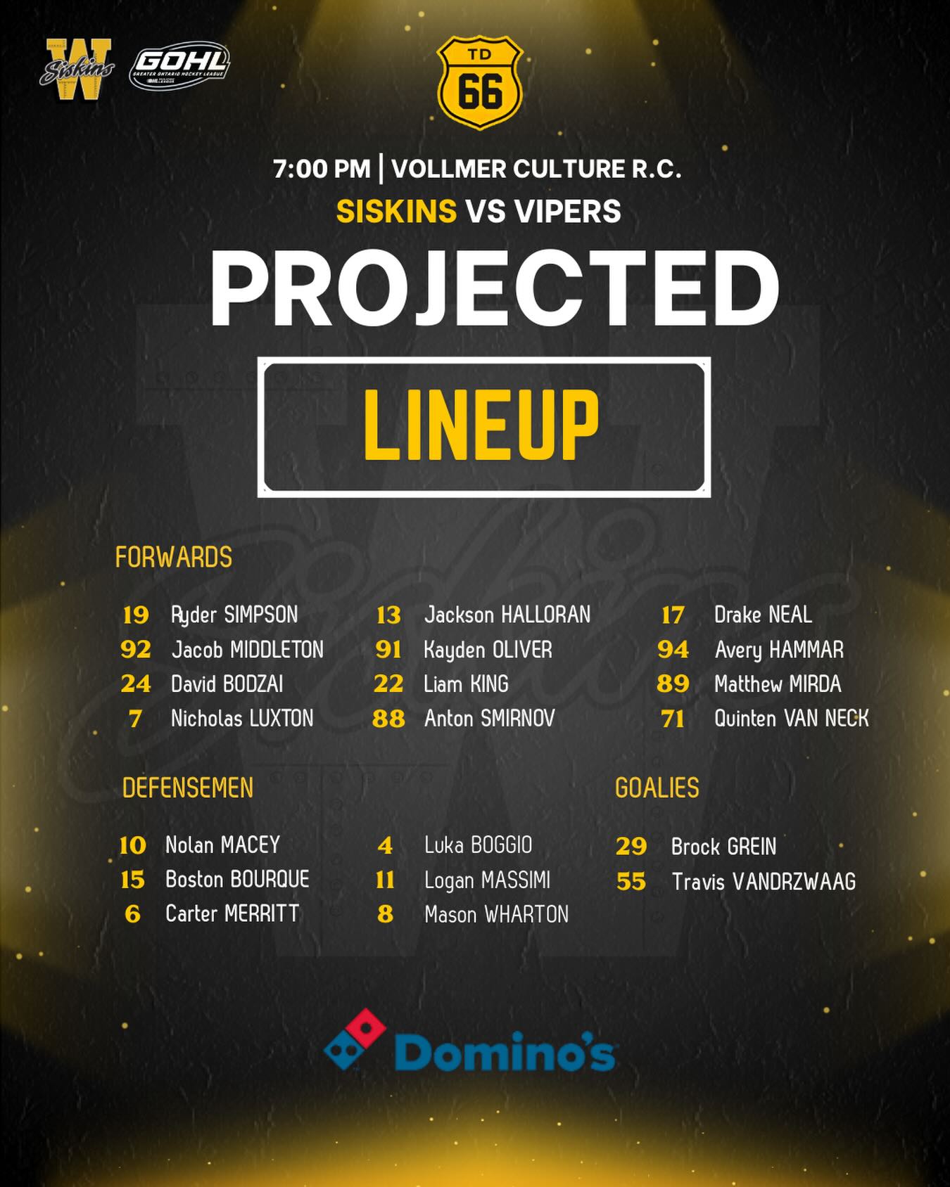 Projected Lineup. 💛🖤🏒