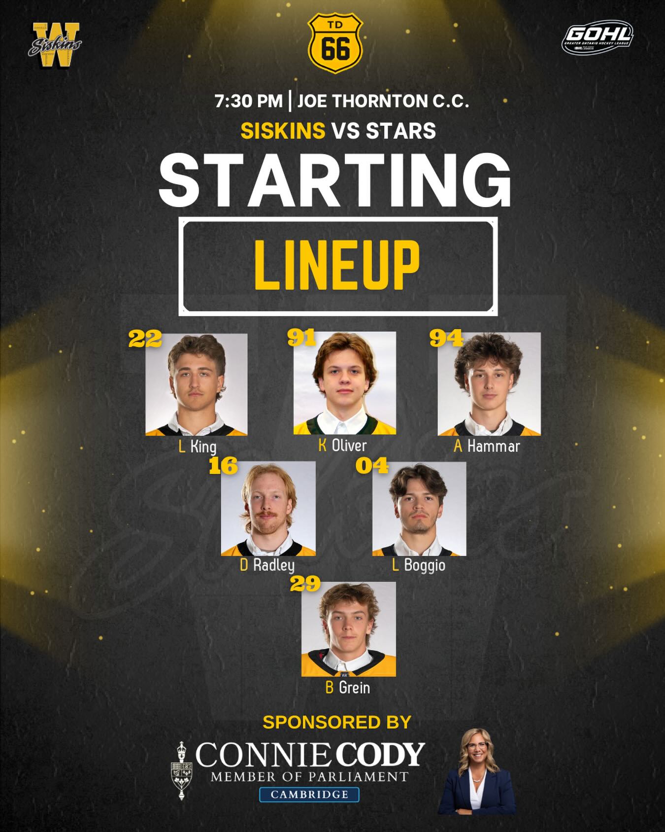 Tonight’s Starting Lineup. 🖤💛🏒